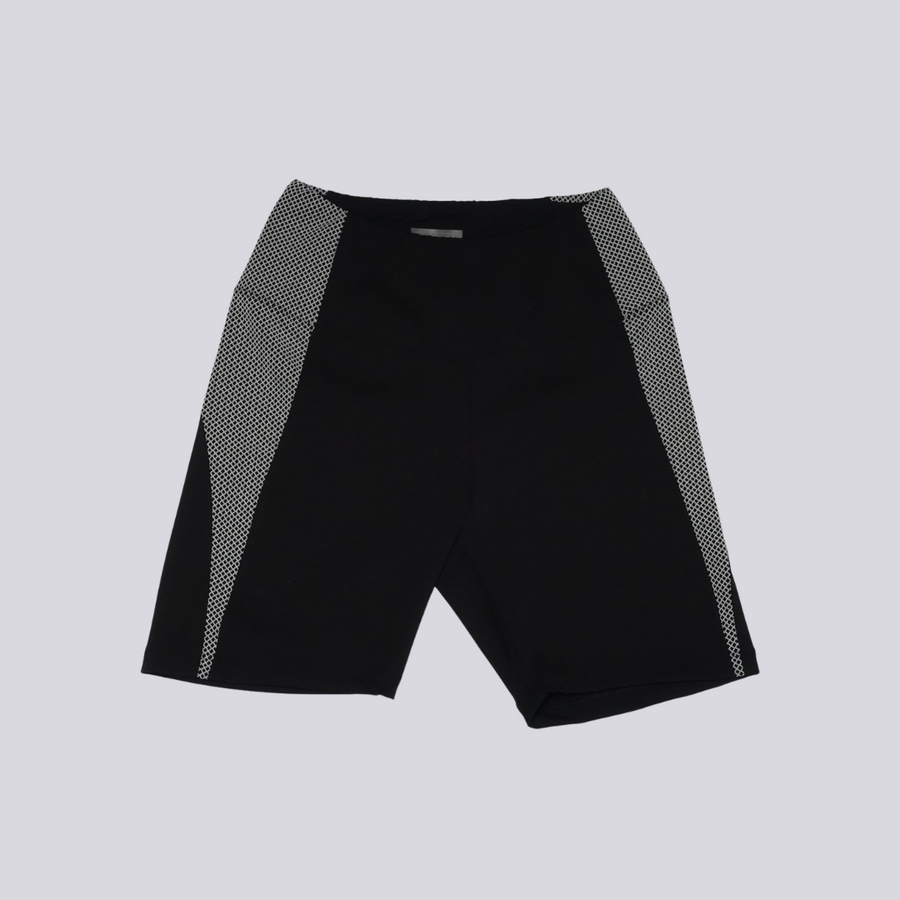Contrast Biker Shorts - Black and white
